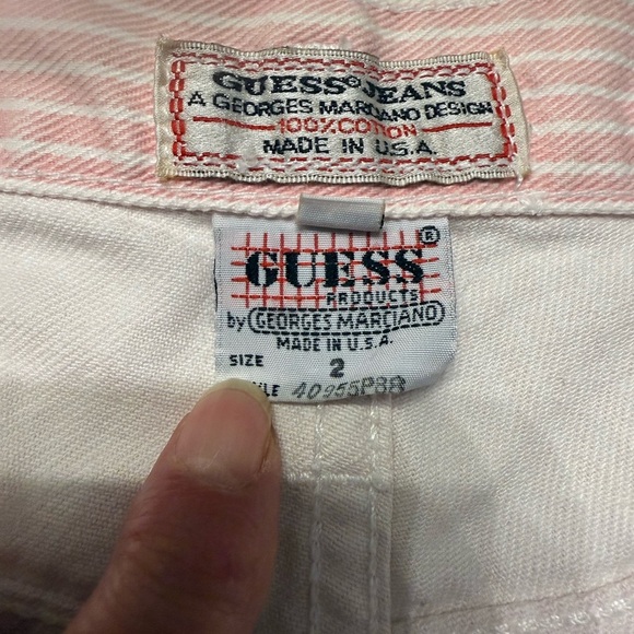 Women’s Vintage Guess Bermuda pink & white striped denim shorts size 2 - Picture 6 of 8